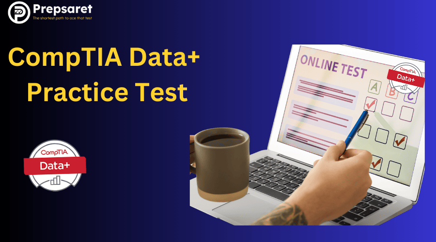 Student taking an online CompTIA Data+ Practice Test