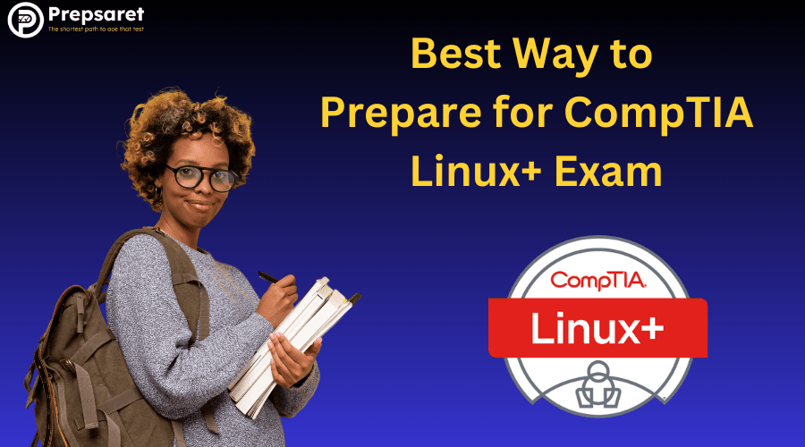 Student holding books and pen, smiling while preparing for the CompTIA Linux+ exam with confidence and focus.