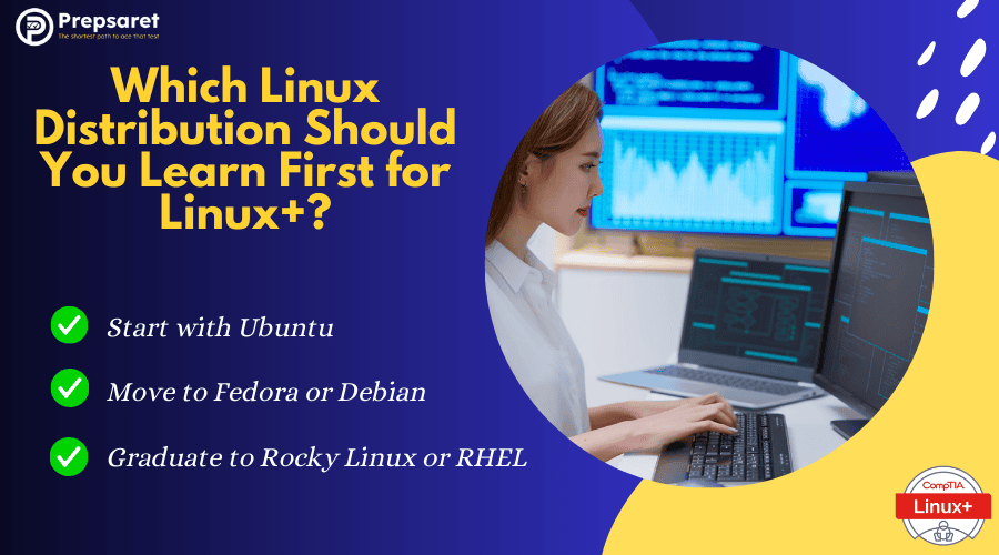 A person learning Linux using Fedora