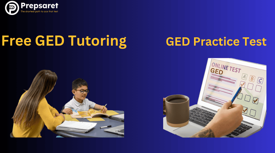 A student using free GED tutoring and practice tests online.
