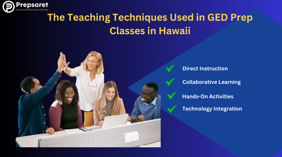A teacher using different techniques to teach GED students