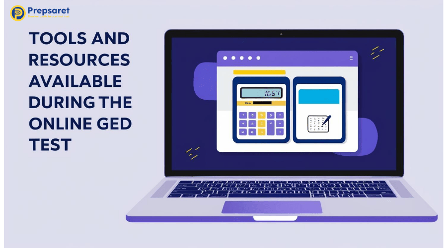 A collection of tools and resources available for online GED test takers.