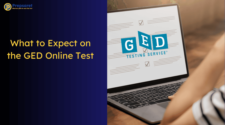 A student about to take the GED test on a laptop 