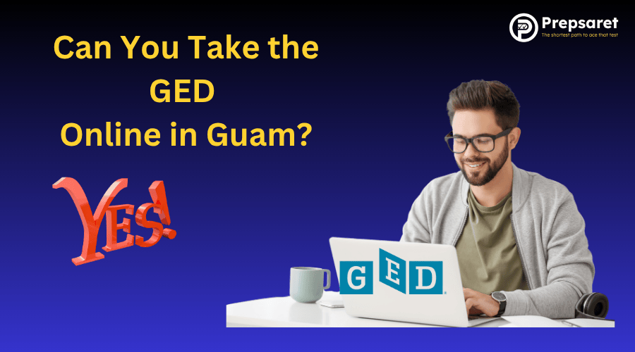 A student taking the GED  test online in Guam