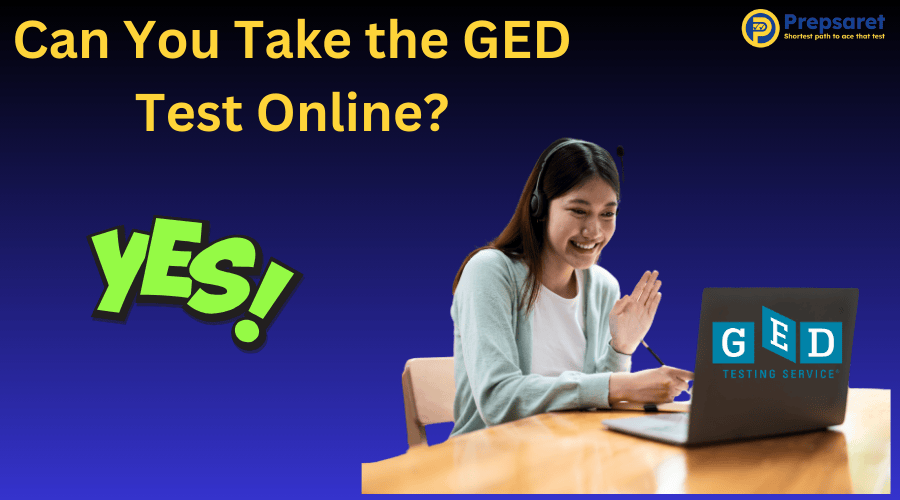 A student taking the GED test online from home