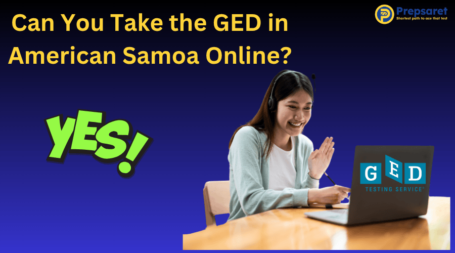 A student in American Samoa taking the GED test online using a computer at home.