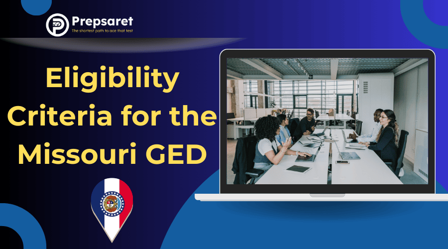A Missouri GED candidates reviewing the state's eligibility criteria, including age, residency, and educational requirements, on a checklist.