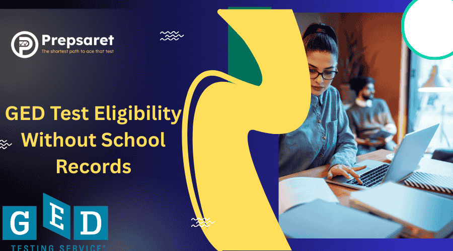 GED test eligibility without school records, showing a person holding a government-issued ID and checking eligibility requirements like age and residency