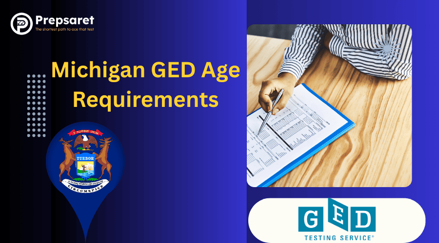 A student reading the Michigan GED age requirements.