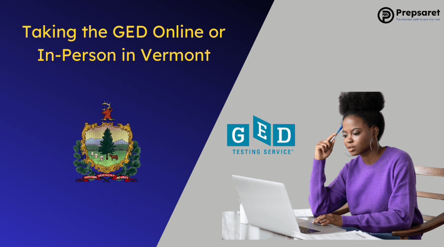 A student preparing for the GED tests on a laptop