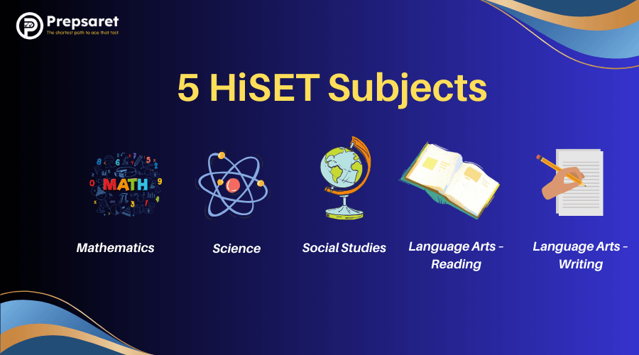 an overview of the 5 main HiSET subjects