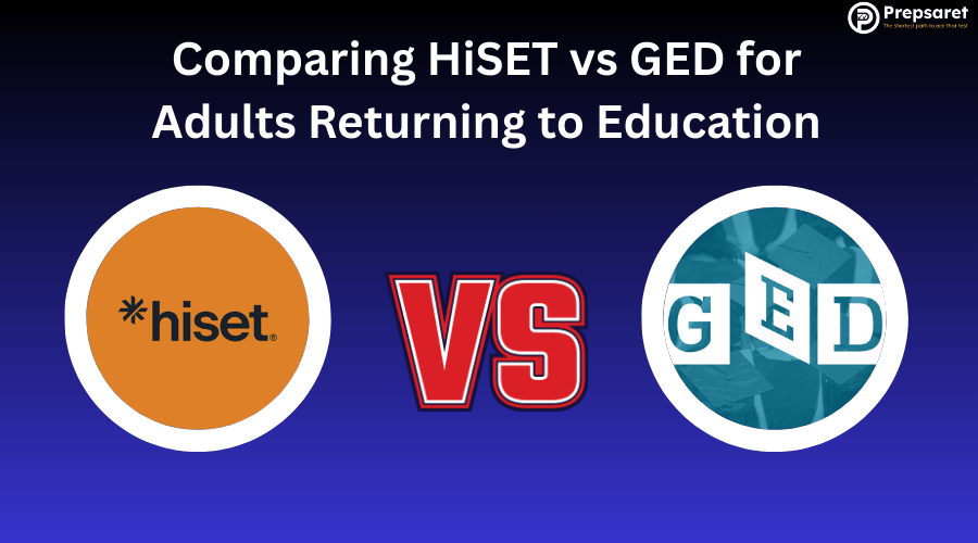 The HiSET logo versus the GED logo