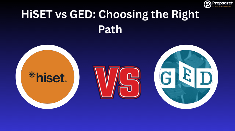The HiSET logo versus the GED logo