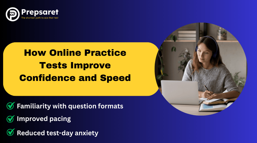 A person using an online practice test to study for the HiSET exams