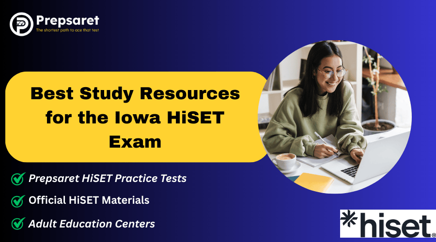 A person studying for the HiSET exams on a laptop