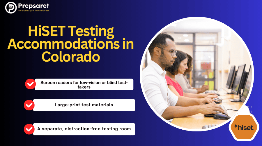 HiSET exam candidates taking a test a testing center 