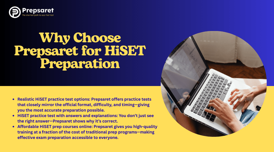 A person taking  Prepsaret HiSET practice test