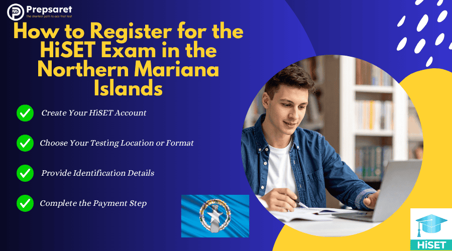 A person registering for the HiSET exams on a laptop. 
