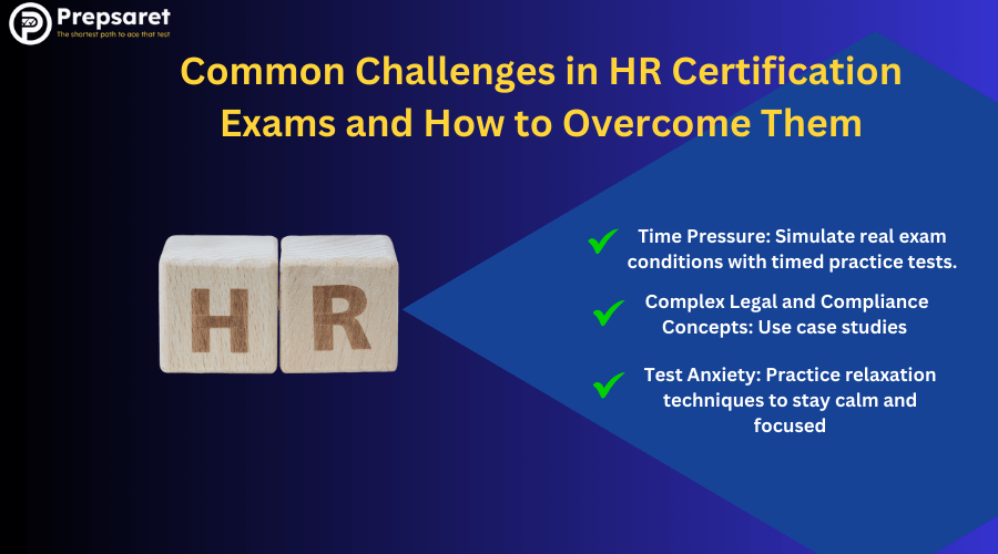 A picture summarizing the Common Challenges in HR Certification Exams and How to Overcome Them