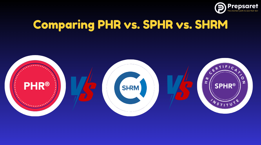 A picture of the PHR logo vs the SPHR logo vs the SHRM logo