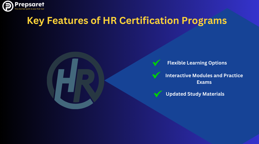 A picture summarizing the Key Features of HR Certification Programs