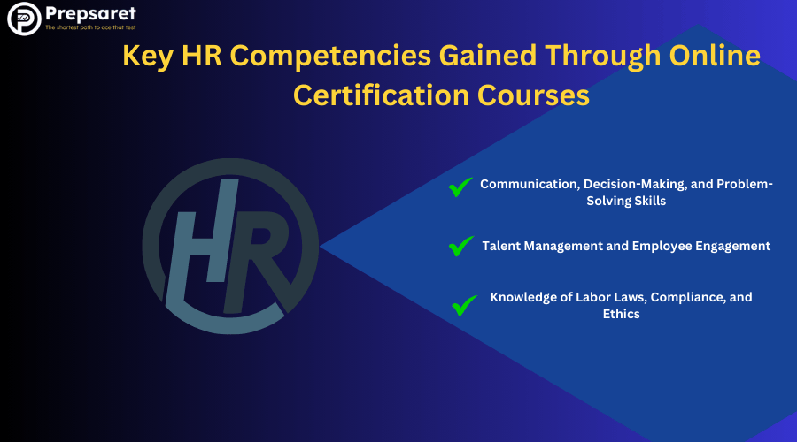 A picture summarizing the Key HR Competencies Gained Through Online Certification Courses