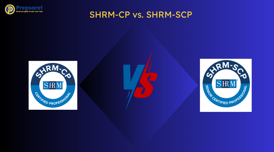 A picture showing the logo of SHRM-CP vs the logo of SHRM-SCP
