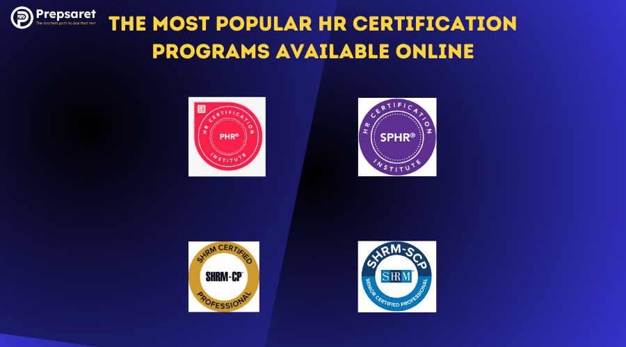 A picture showcasing the logos of the The Most Popular HR Certification Programs Available Online