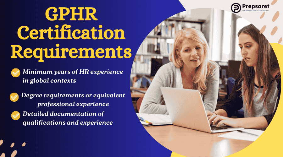 Aspiring HR professionals applying for the GPHR exam on a laptop