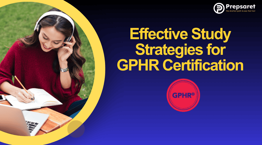 A person seated and studying for the GPHR exam using effective study strategies for GPHR certification.