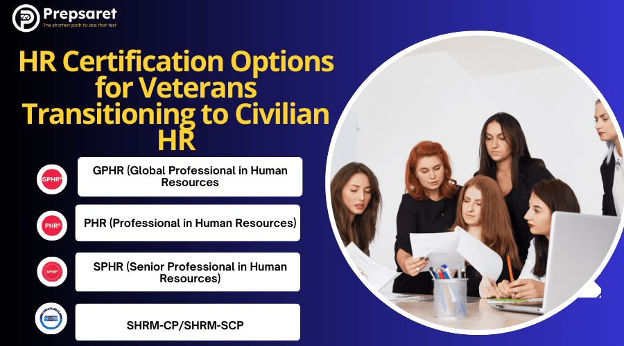 Veterans exploring HR certification options like GPHR, PHR, SPHR, and SHRM for civilian careers.