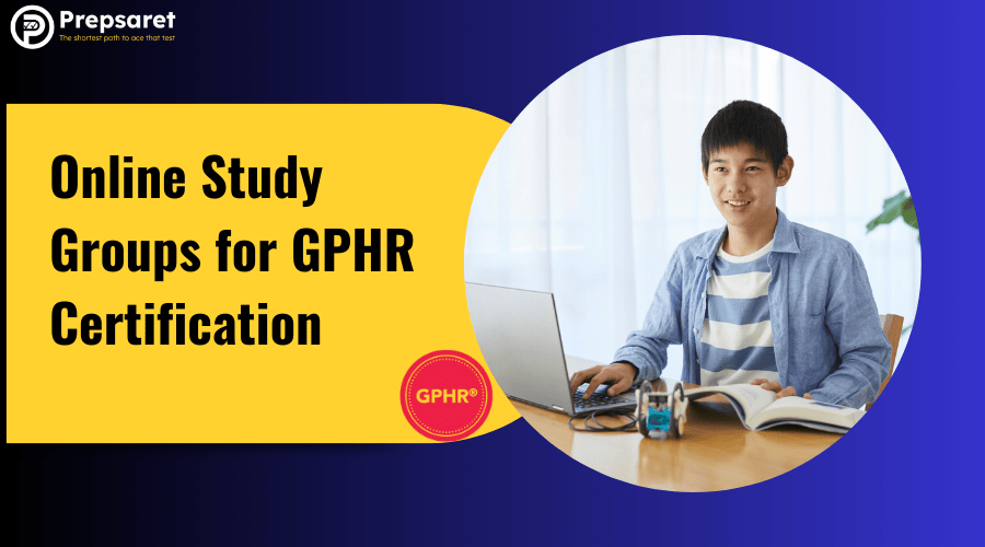 Student preparing for GPHR certification through online study groups.