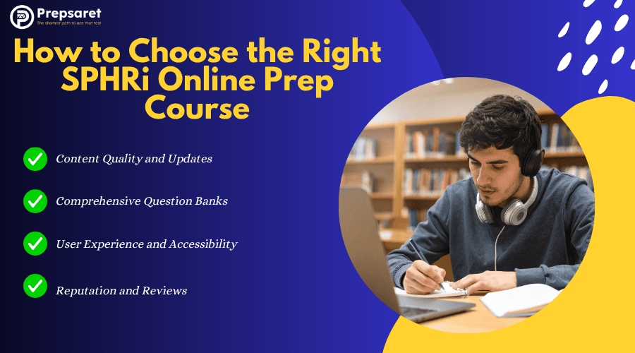 A person studying for the SPHRi exam using various resources