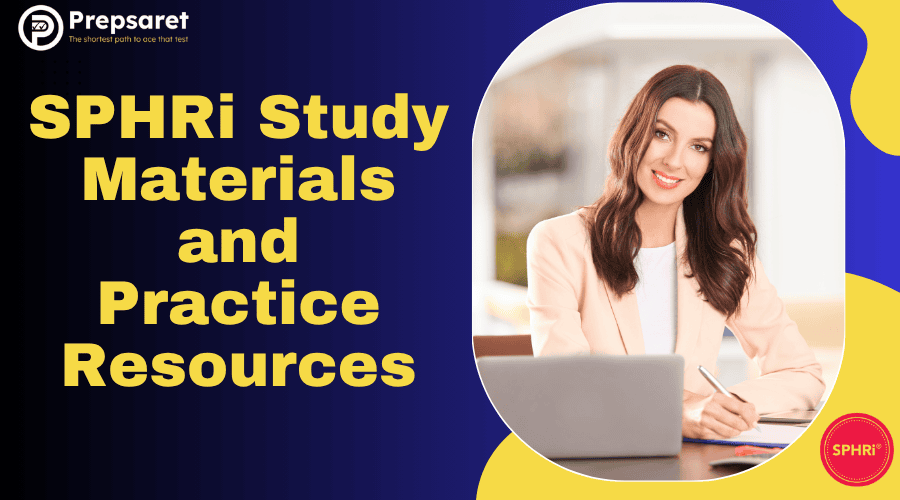 A person studying for the SPHRi exam using various resources