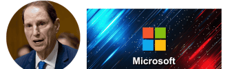 A picture of Senator Ron Wyden and the Microsoft logo