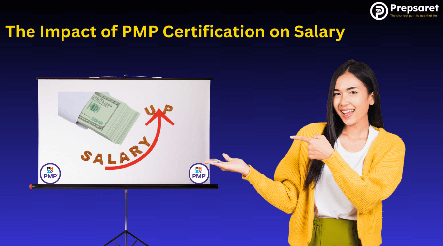 Person pointing to an upward trend, illustrating the positive impact of PMP certification on salary growth.