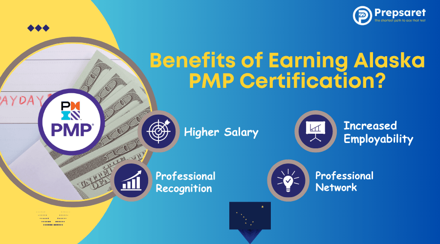 the top benefits of earning a PMP certification in Alaska, including improved career opportunities, higher salary potential,