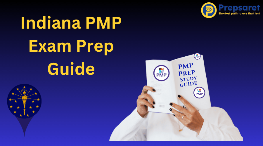 A person preparing for the PMP exam using the Indiana PMP exam prep guide
