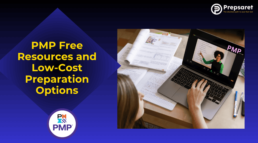 A student preparing for the PMP exam using free resources and affordable study materials.