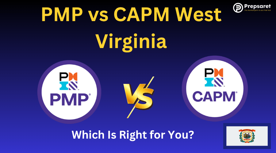 The CAPM and PMP logos and the West Virginia flag