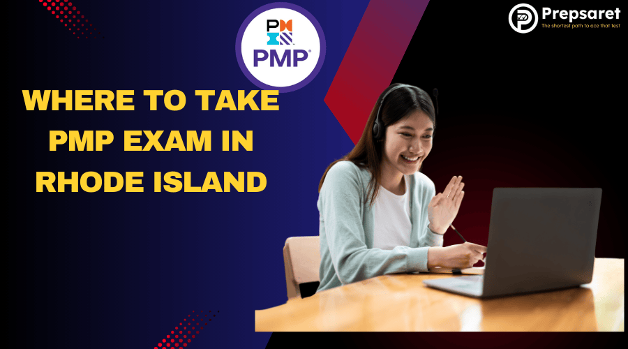 A person taking the PMP exam online.