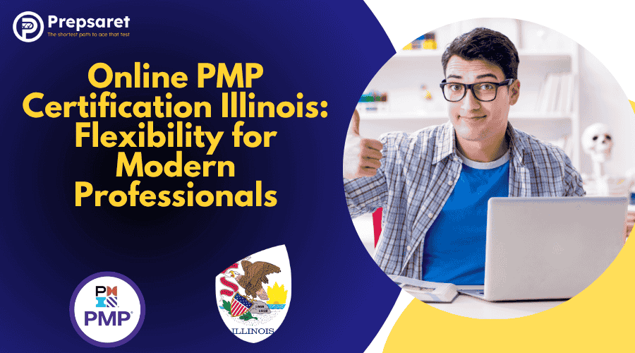 A PMP candidate preparing for the exam on a laptop