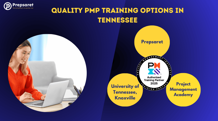 A PMP candidate preparing for the certification exam on a laptop