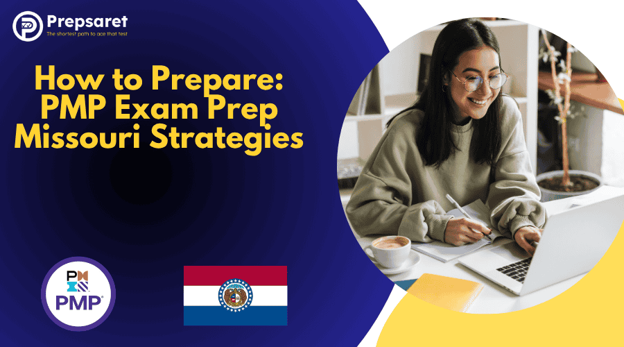 A PMP candidate preparing for the exam on a laptop