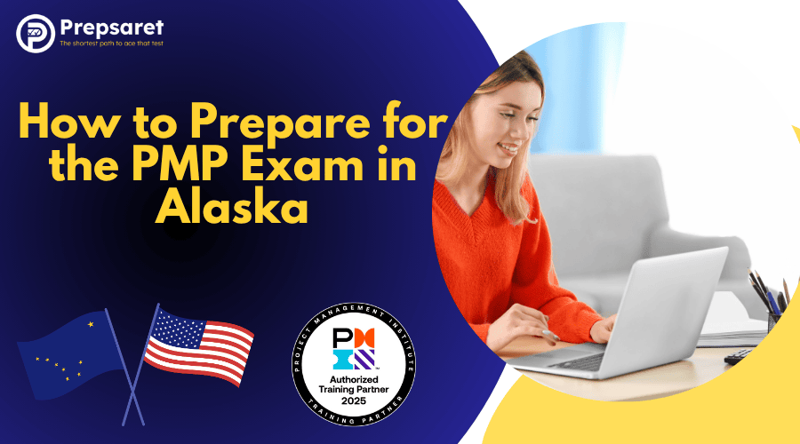 A exam PMP candidate preparing for the test on a laptop
