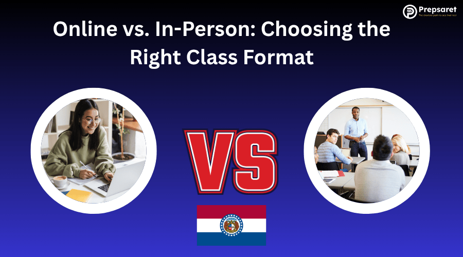 A PMP candidate attending an online class versus PMP candidates in a classroom 