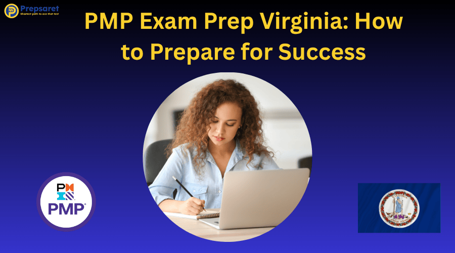 A PMP exam candidate preparing for the exam on a laptop