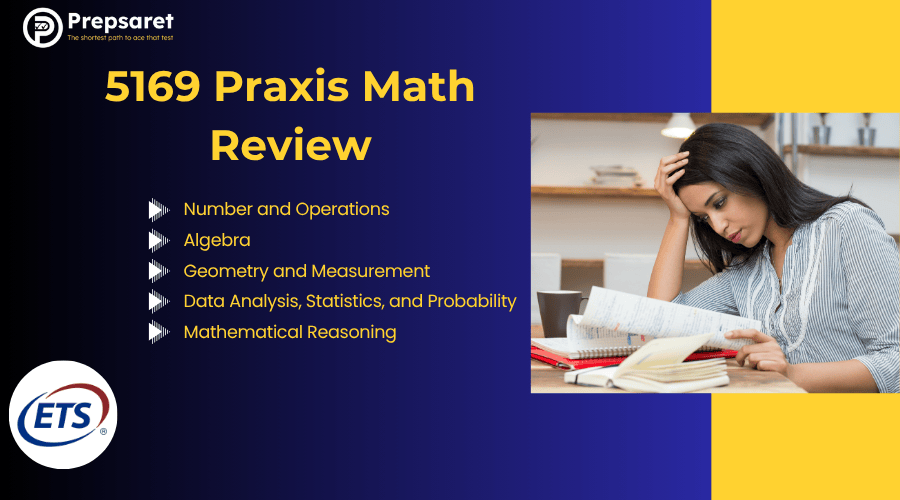 A student reviewing the Praxis 5169 Math review, studying key concepts and practice questions. 