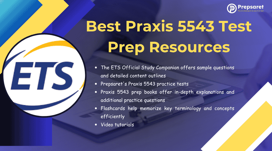 A variety of Praxis 5543 test prep resources including a special education study guide, flashcards