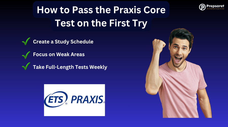 A praxis candidate celebrating after passing the practice core exam